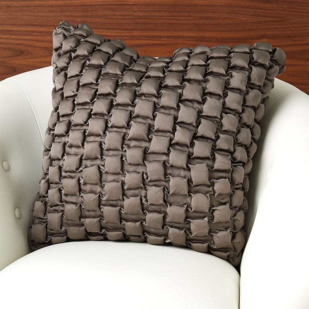 Pillows Square Ruche Pillow-Grey