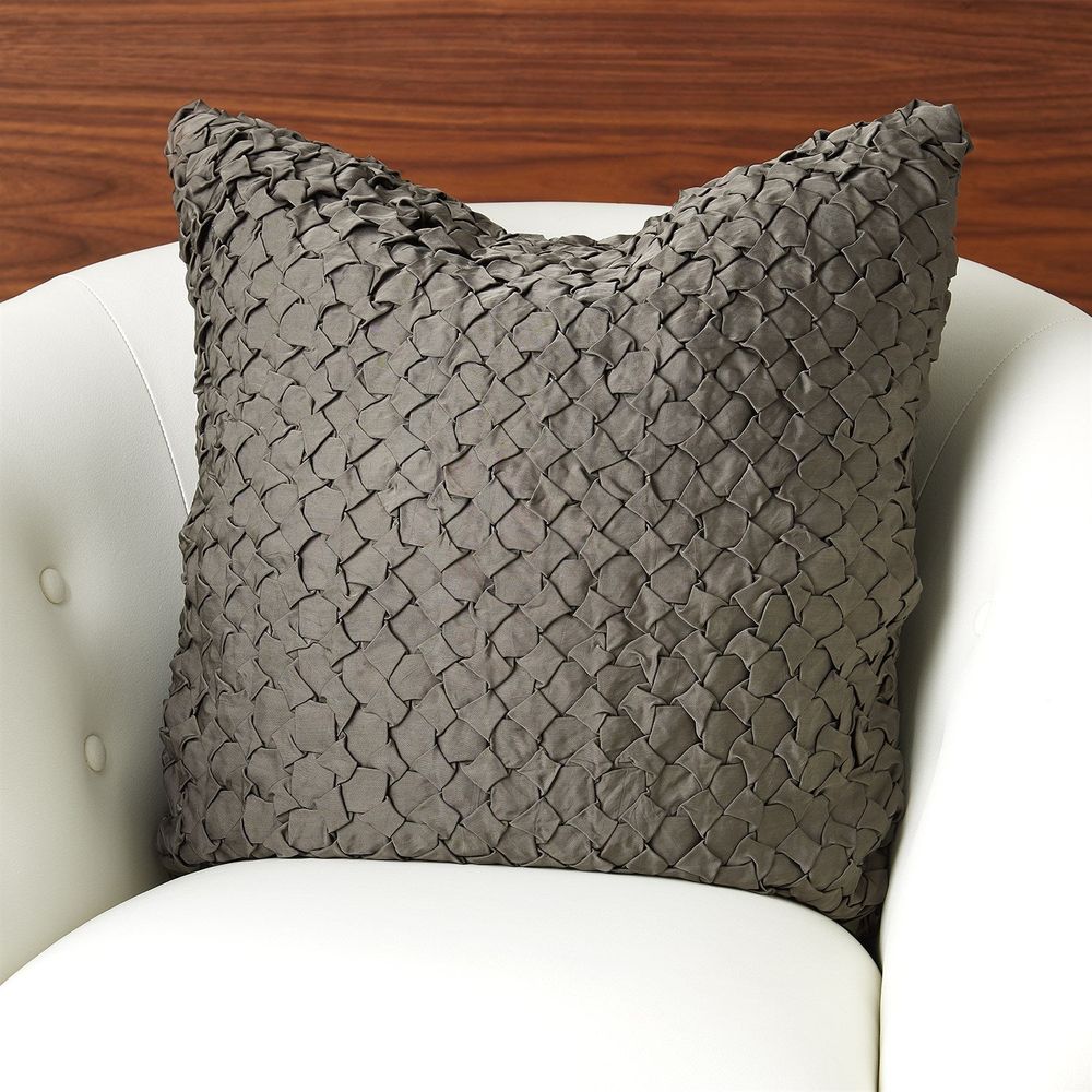 Pillows Diamond Ruche Pillow-Grey
