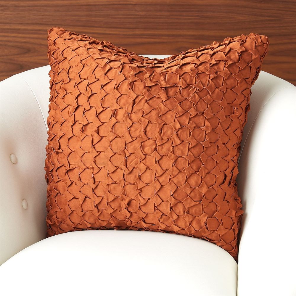 Pillows Diamond Ruche Pillow-Rust