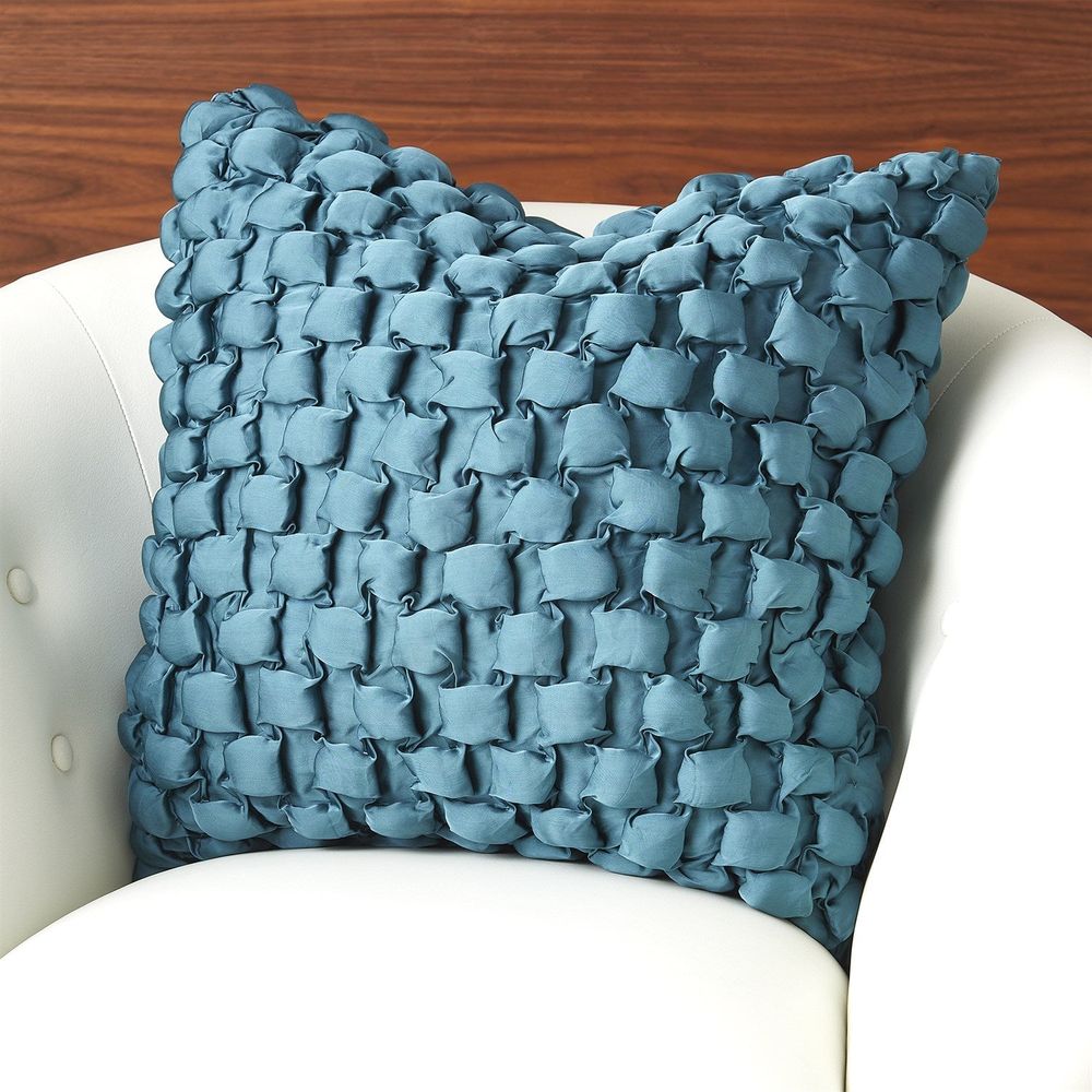 Pillows Square Ruche Pillow-Dusty Blue