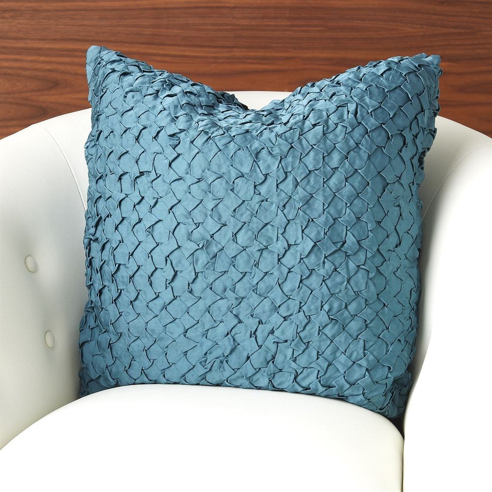 Pillows Diamond Ruche Pillow-Dusty Blue