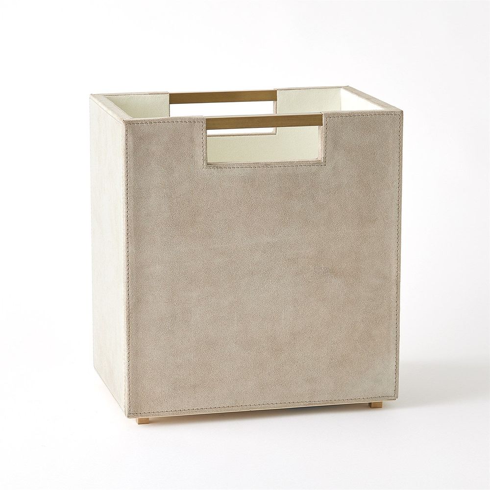 Wastebaskets Posh Wastebasket - Parchment Suede