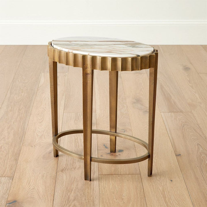 Side Tables Liberty Accent Table-Vintage Brass/Calacatta Gold Marble