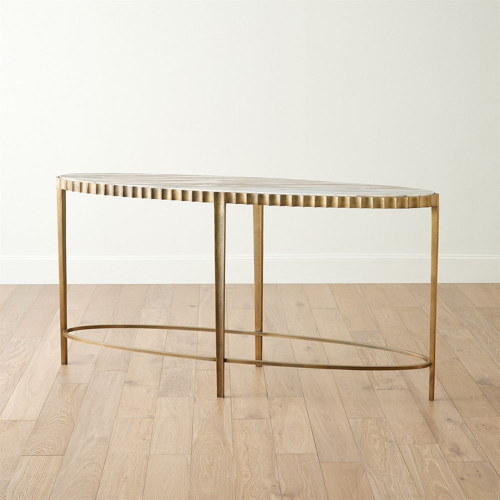 Console Tables Liberty Console-Vintage Brass/Calacatta Gold Marble