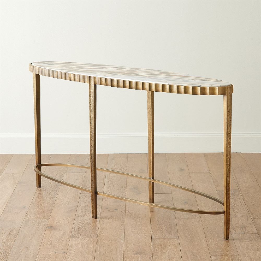 Console Tables Liberty Console-Vintage Brass/Calacatta Gold Marble