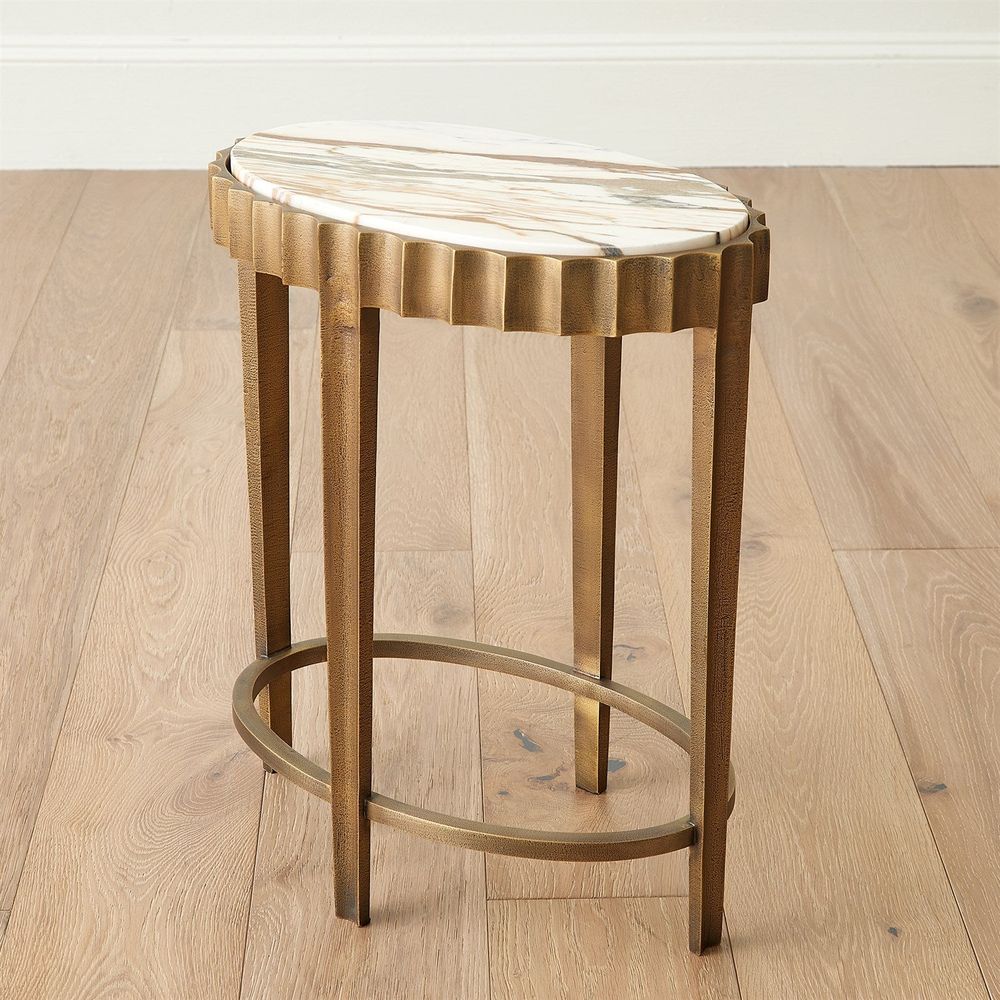 Side Tables Liberty Accent Table-Vintage Brass/Calacatta Gold Marble