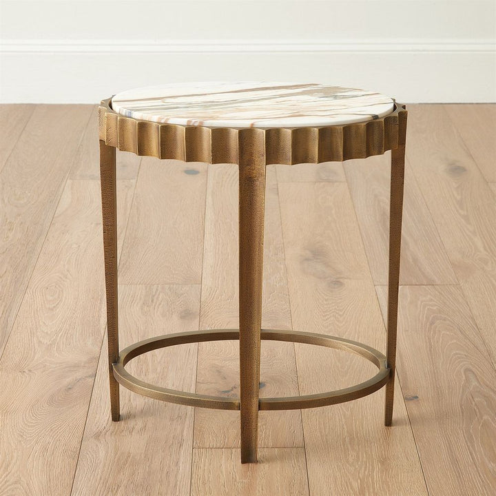 Side Tables Liberty Accent Table-Vintage Brass/Calacatta Gold Marble