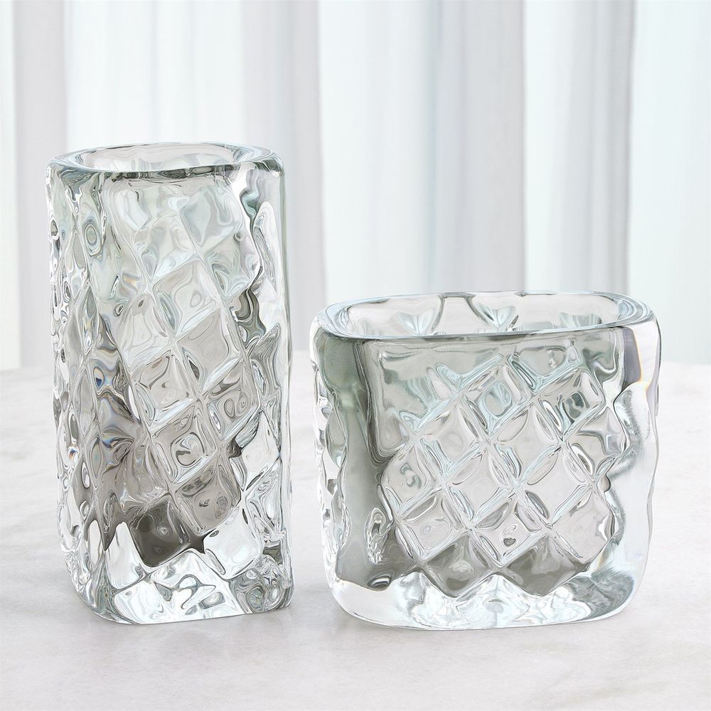Vases Quilted Vase-Grey-Wide