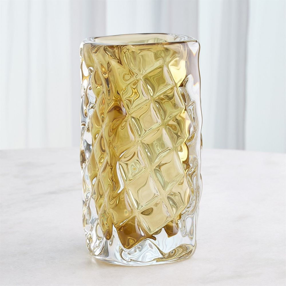 Quilted Vase-Moss Green-Wide