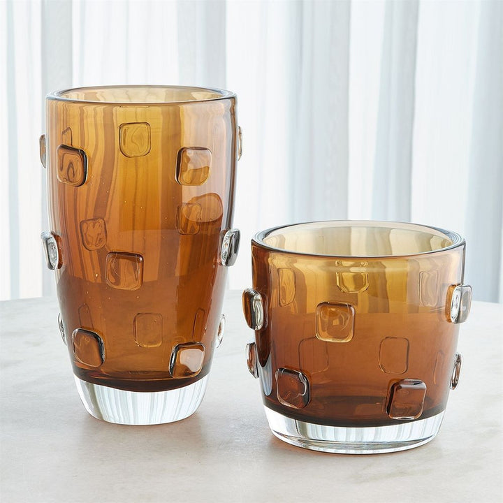 Ingot Vase-Amber-Lg