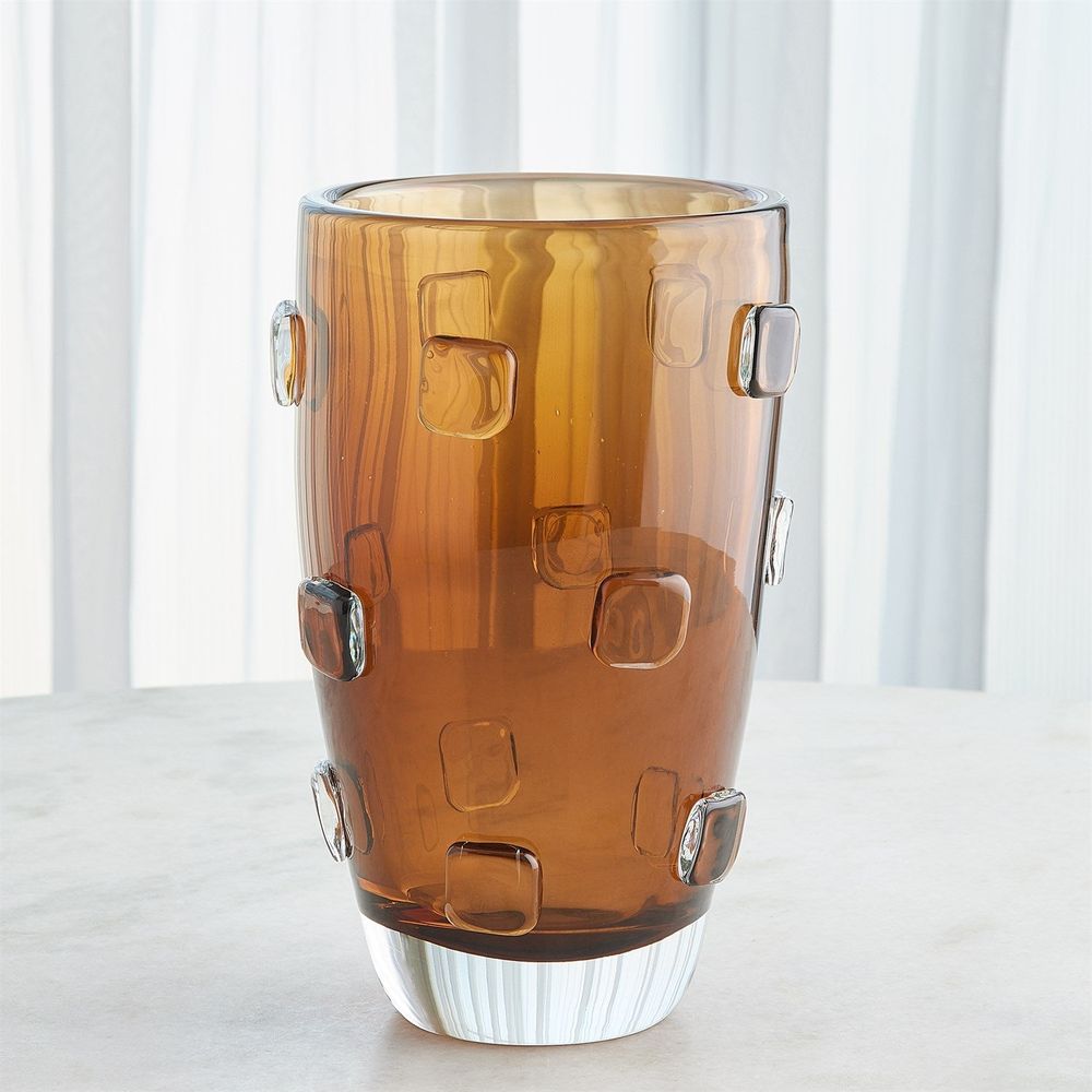 Ingot Vase-Amber-Lg