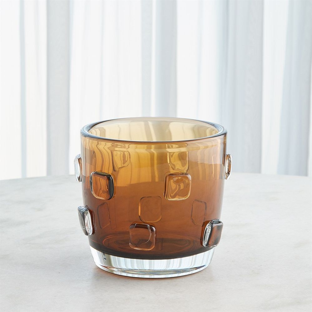 Ingot Vase-Amber-Lg