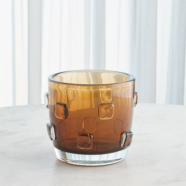 Ingot Vase-Amber-Lg