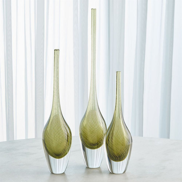 Vases Flecked Spire Bottle-Olive-Lg
