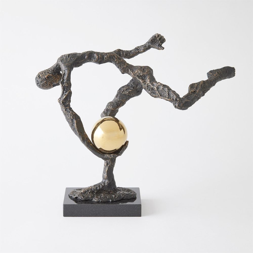 Decorative Objects Tripped Up Sculpture - Bronze W/Brass Sphere