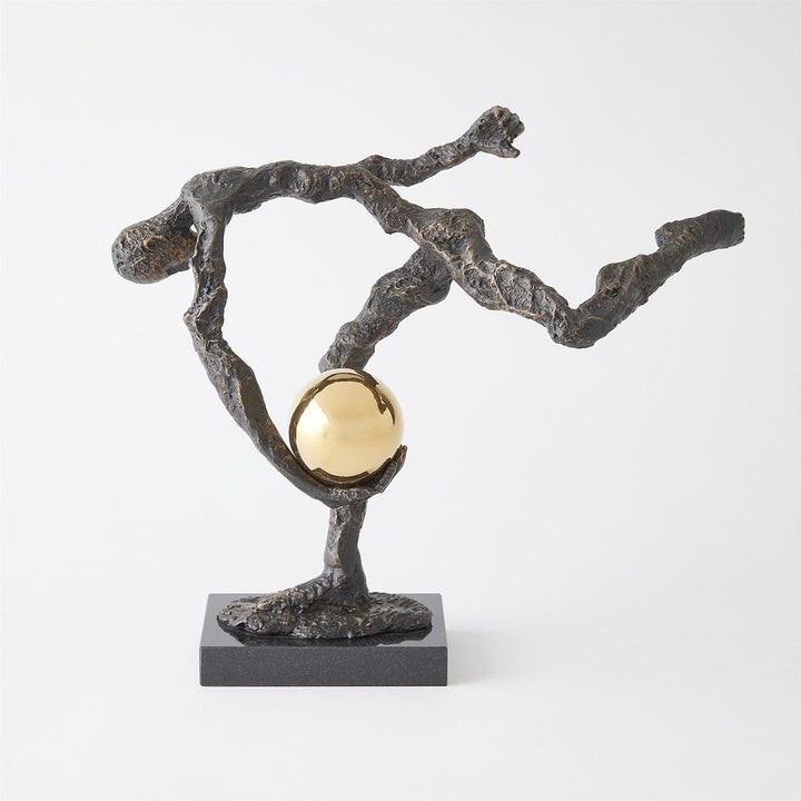 Decorative Objects Tripped Up Sculpture - Bronze W/Brass Sphere