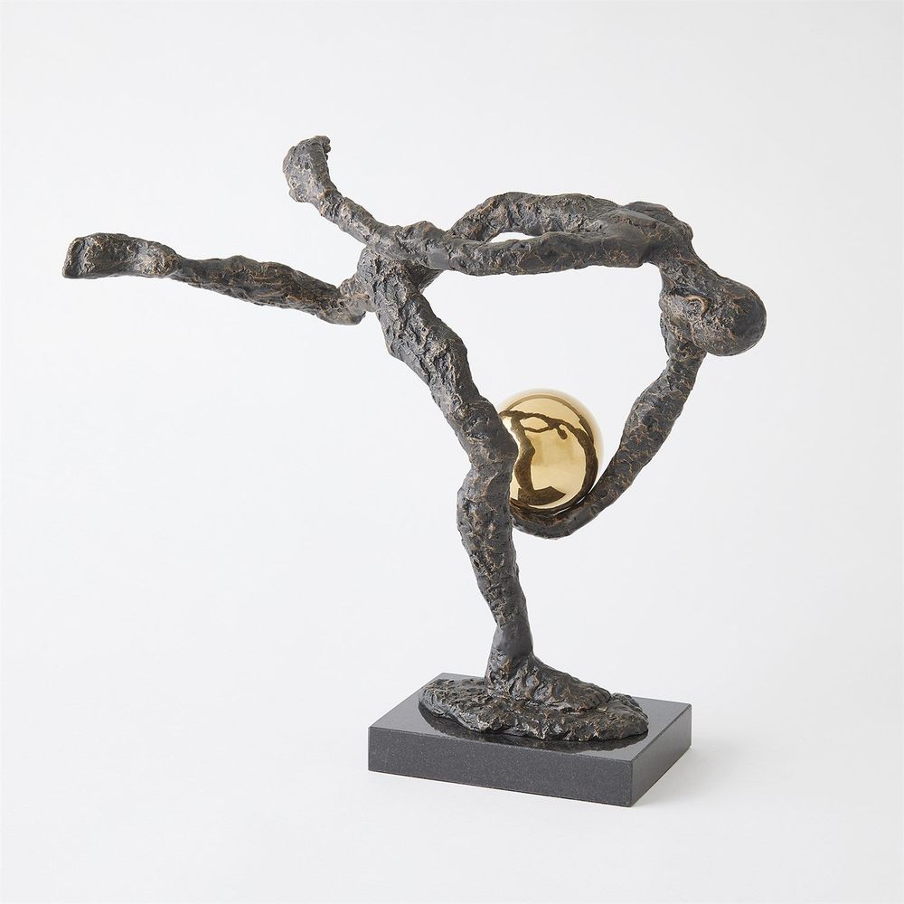 Decorative Objects Tripped Up Sculpture - Bronze W/Brass Sphere