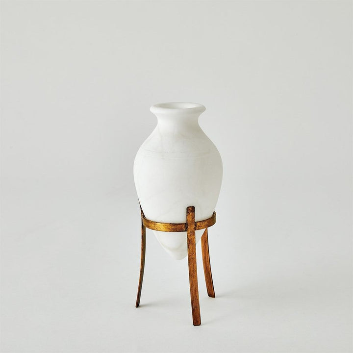Amphora Alabaster Vase-White-Lg