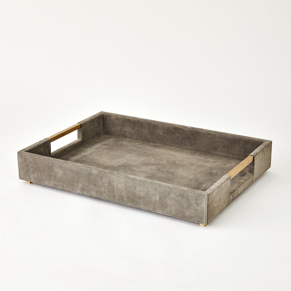 Posh Tray - Grey Suede Large