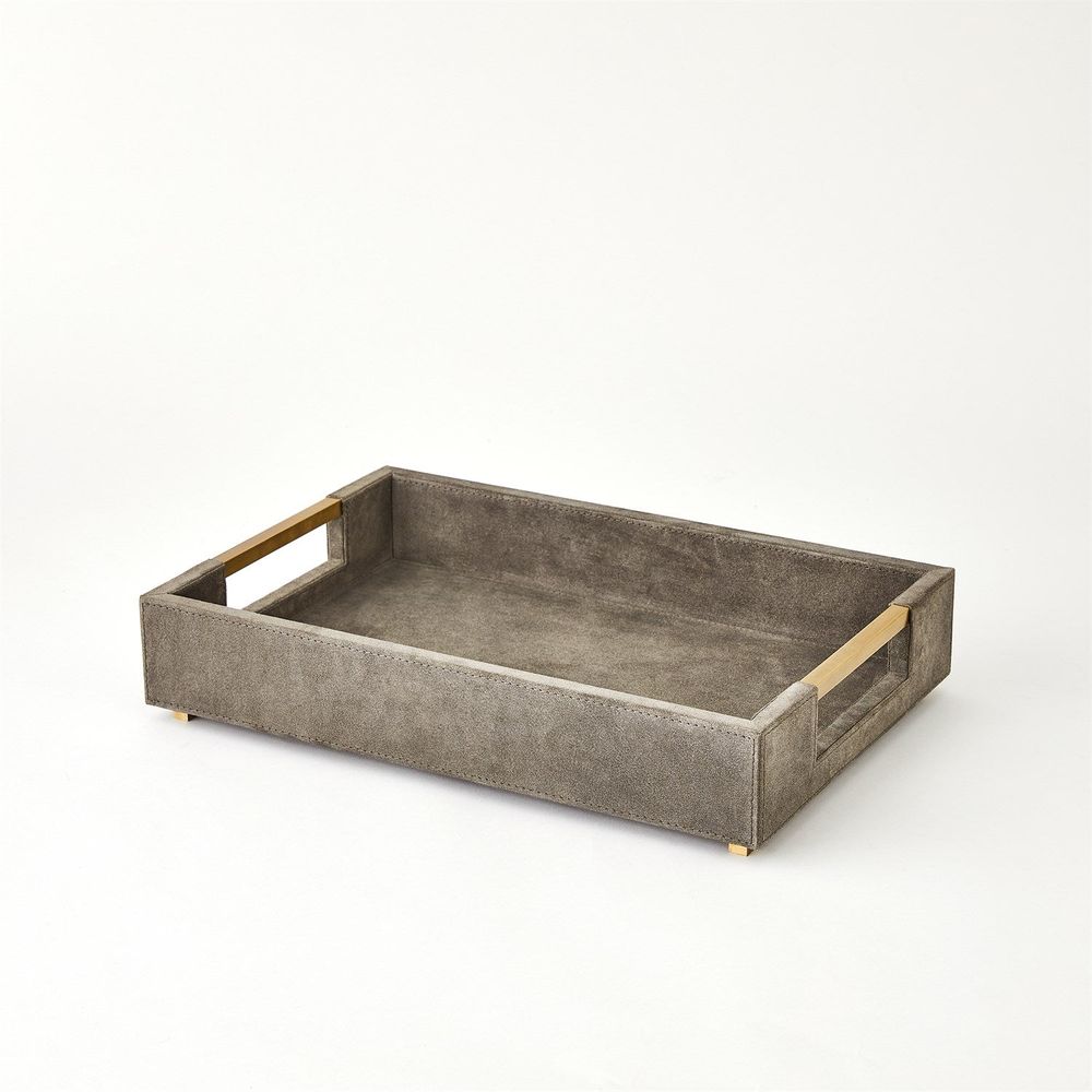 Posh Tray - Grey Suede Small