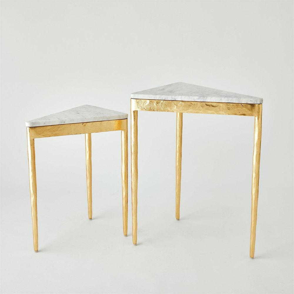 Side Tables S/2 Triangular Nesting Tables-Gold Leaf