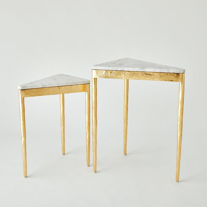 Side Tables S/2 Triangular Nesting Tables-Gold Leaf
