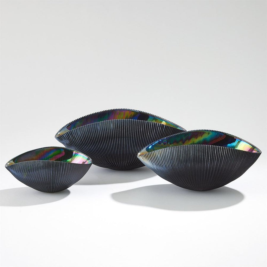 Bowls Pleated Bowl-Black-Lg
