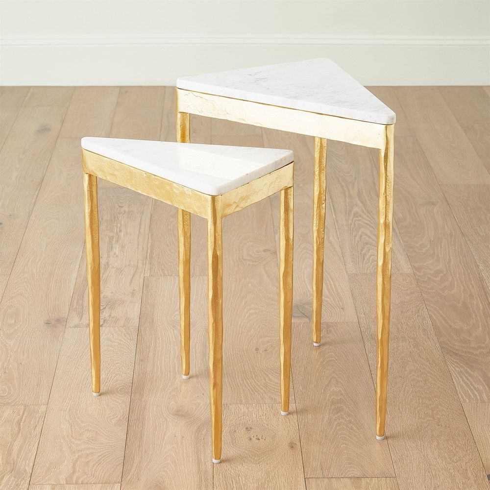 Side Tables S/2 Triangular Nesting Tables-Gold Leaf