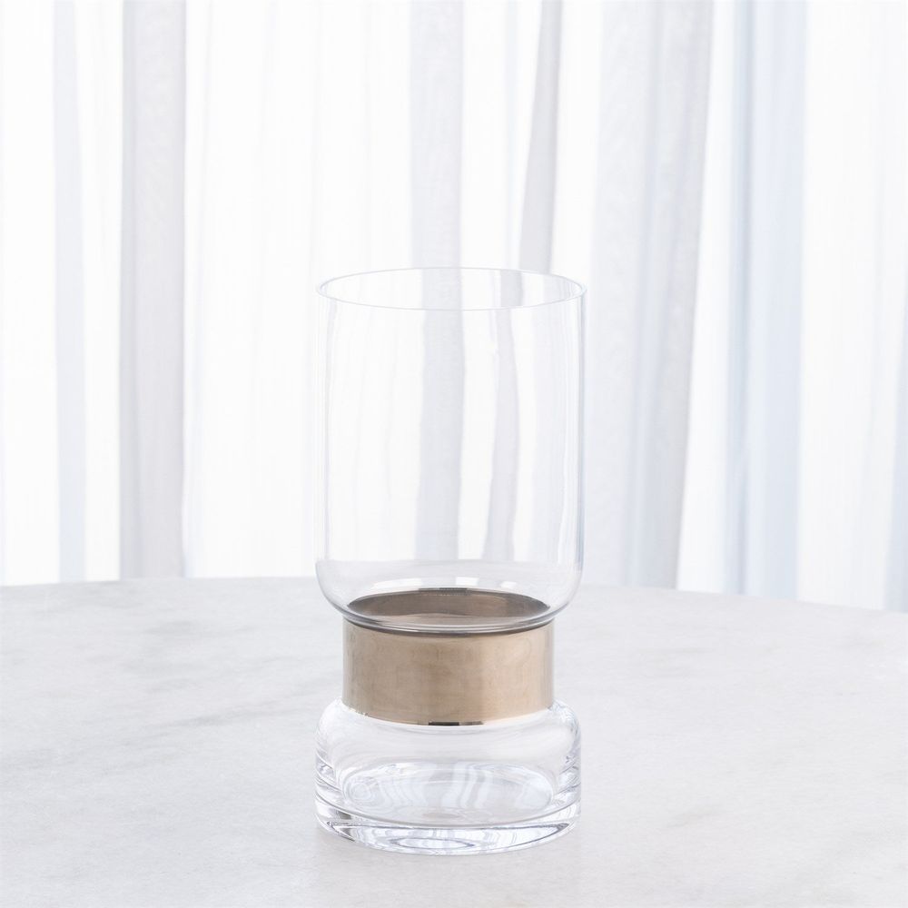 Candle Holders Belted Hurricane-Platinum-Med