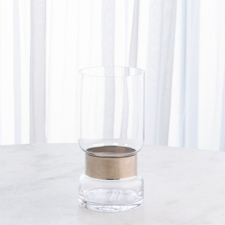 Candle Holders Belted Hurricane-Platinum-Med