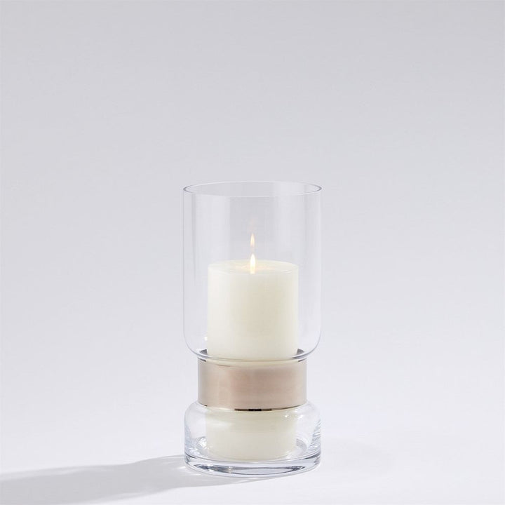 Candle Holders Belted Hurricane-Platinum-Med