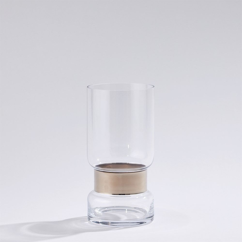 Candle Holders Belted Hurricane-Platinum-Lg