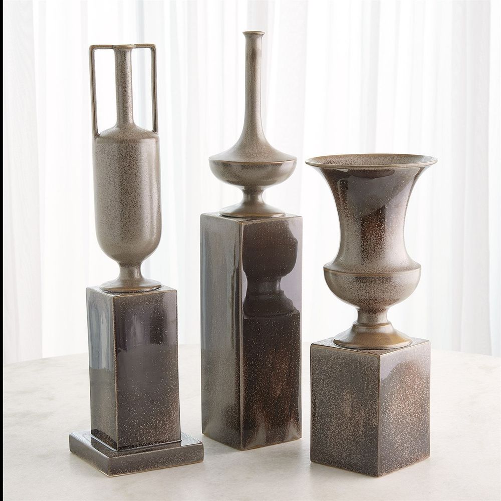 Vases Pedestal Vase-Reactive Silver-Med