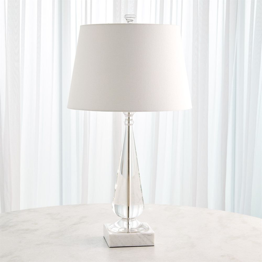 Table Lamps Tapered Crystal Lamp w/Marble Base