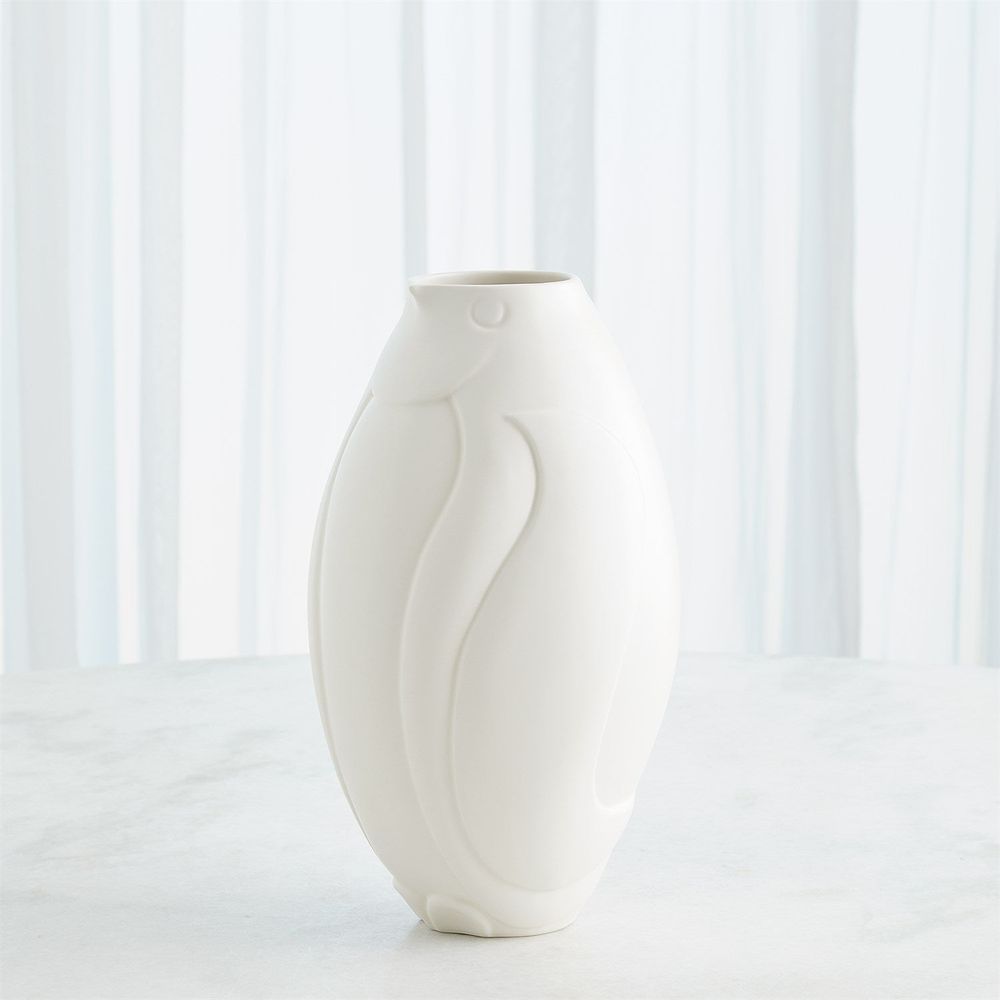 Penguin Vase-Matte White-Wide