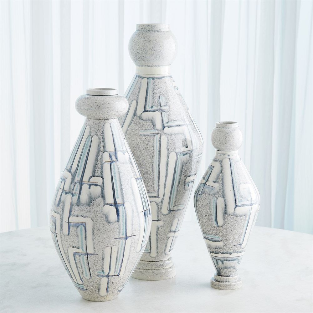 Vases Spindle Vase-Grey/Blue Painted-Med