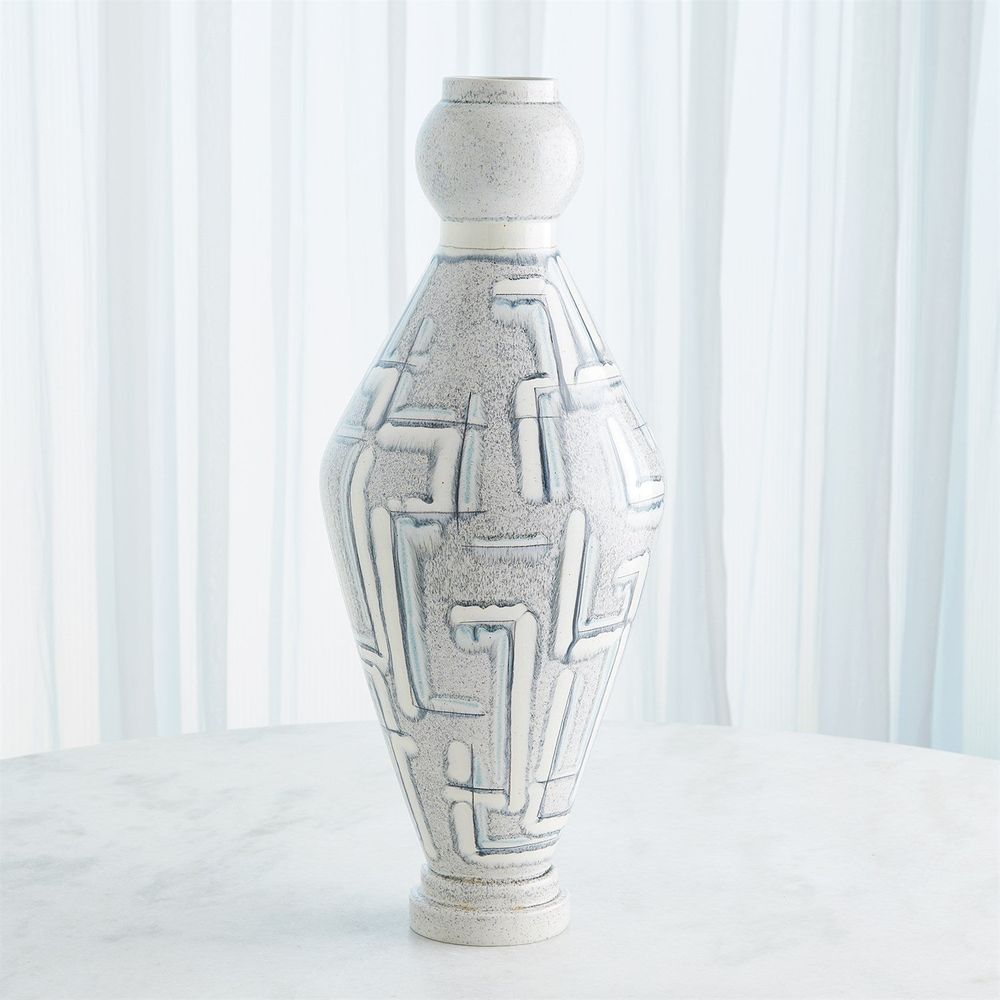 Spindle Vase-Grey/Blue Painted-Med