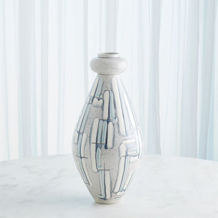 Spindle Vase-Grey/Blue Painted-Med