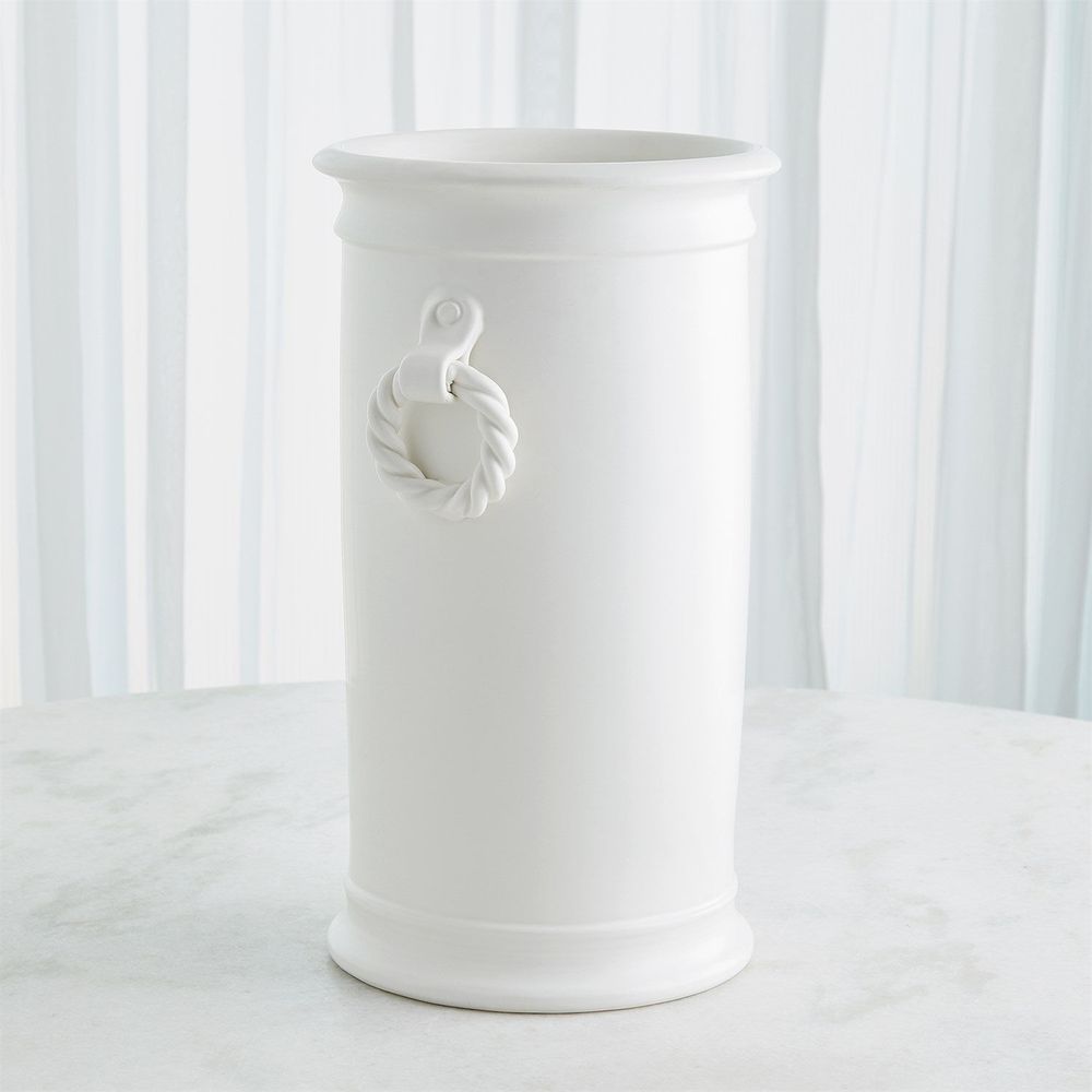 Decorative Objects Rope Handle Vessel-Matte White