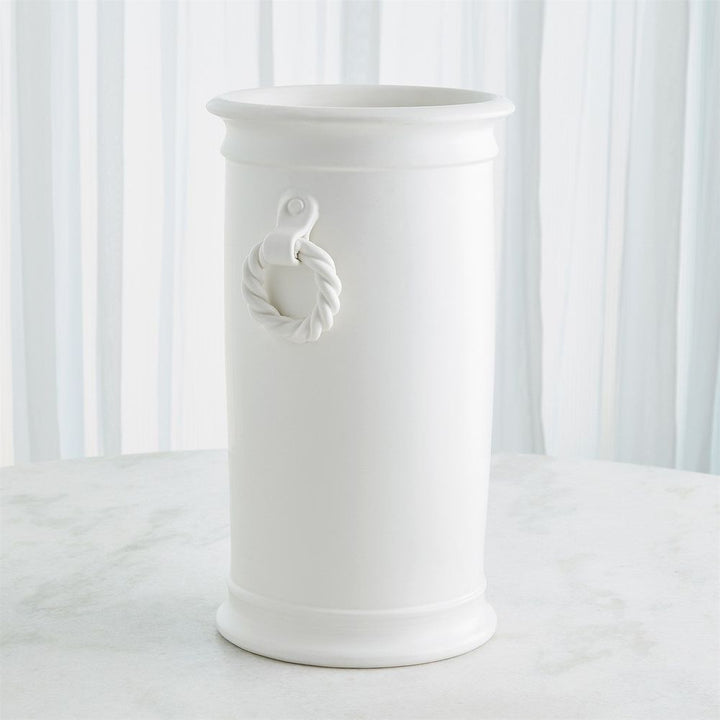 Decorative Objects Rope Handle Vessel-Matte White