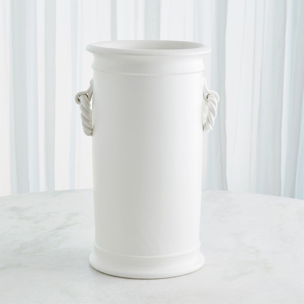 Decorative Objects Rope Handle Vessel-Matte White