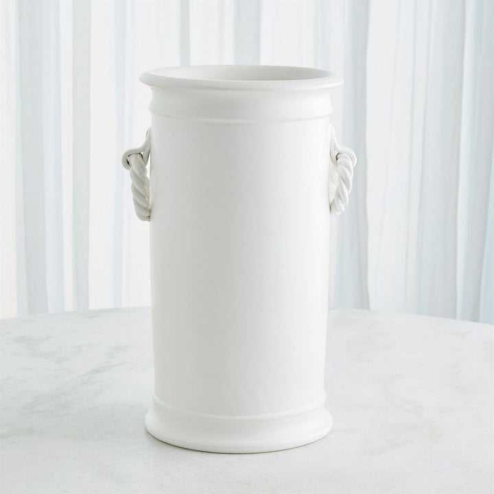 Decorative Objects Rope Handle Vessel-Matte White