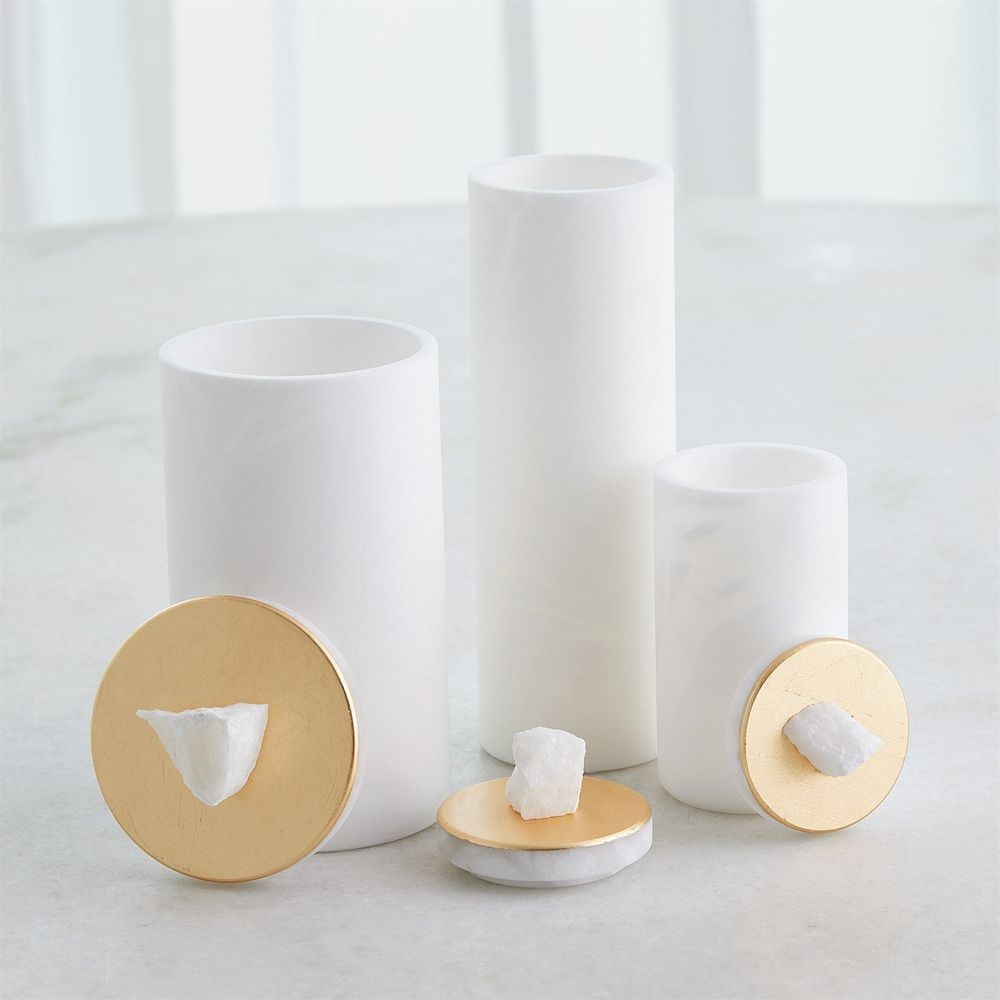 Jars Quarry Jar-White/Gold Leaf-Lg