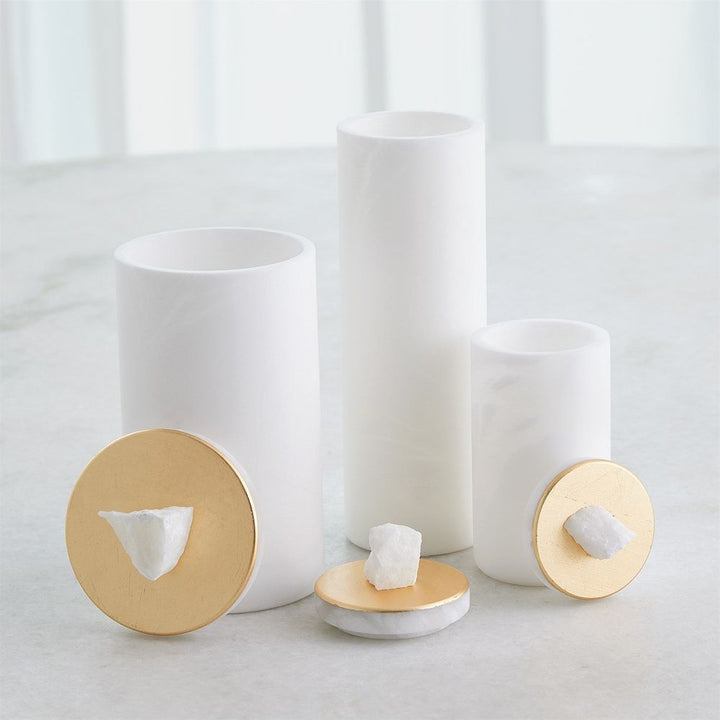 Jars Quarry Jar-White/Gold Leaf-Lg