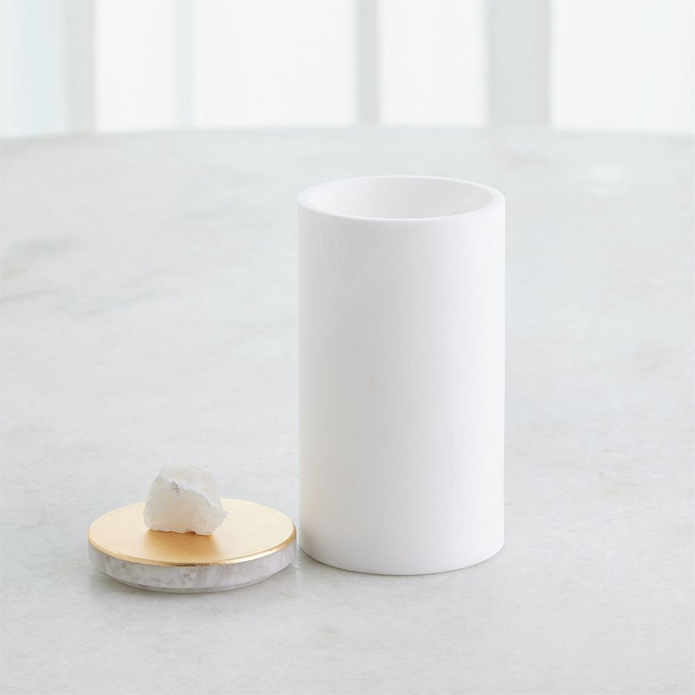 Quarry Jar-White/Gold Leaf-Lg