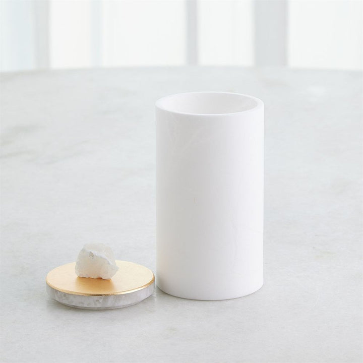Quarry Jar-White/Gold Leaf-Lg