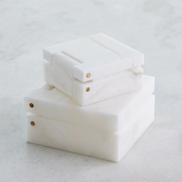 Hinged Alabaster Box-White-Lg