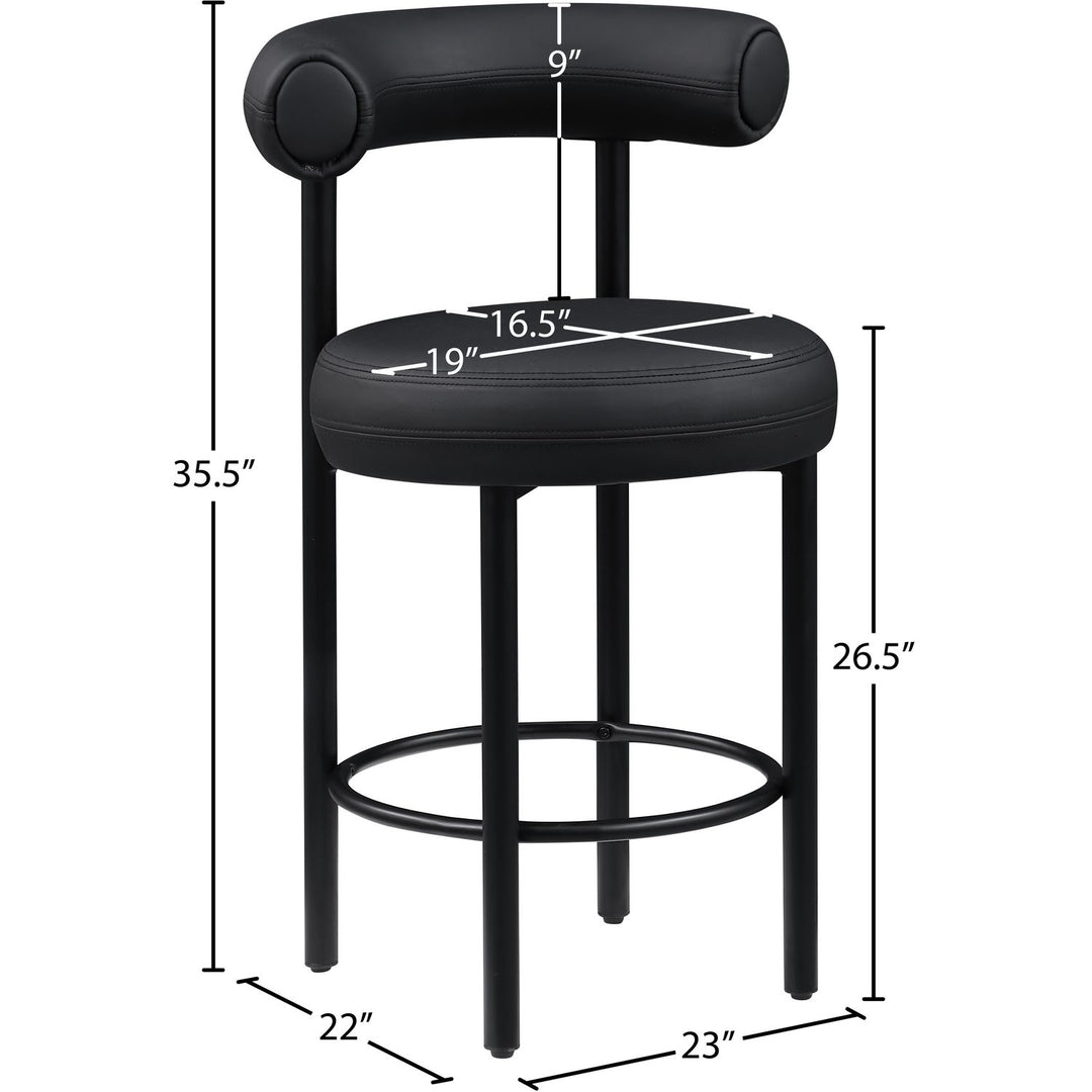 Bordeaux Black Vegan Leather Upholstered Counter Stool