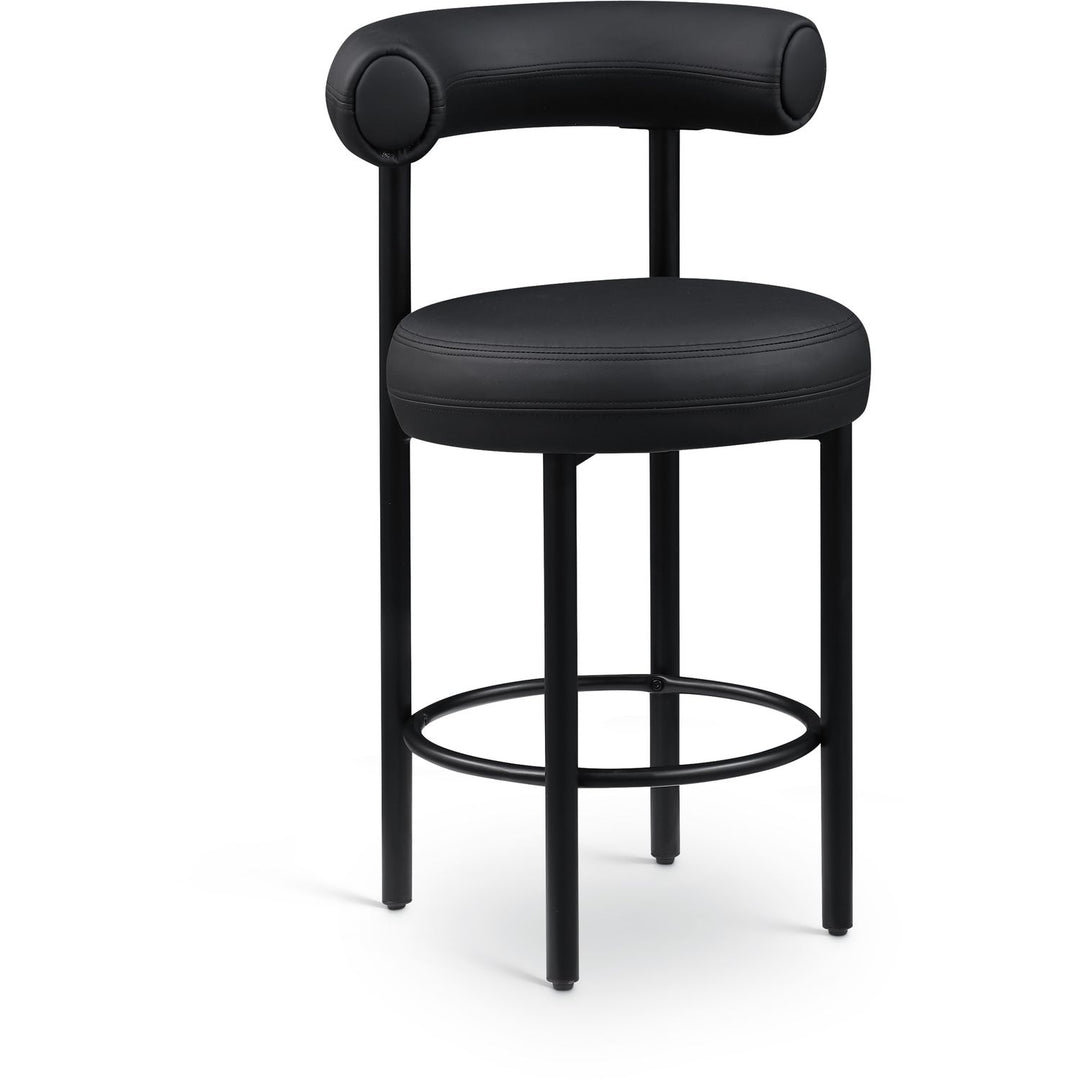Bordeaux Black Vegan Leather Upholstered Counter Stool