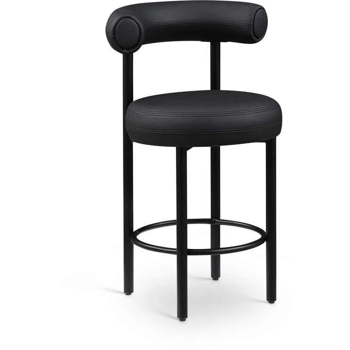 Bordeaux Black Vegan Leather Upholstered Counter Stool